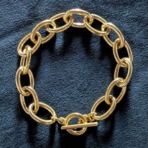 Chunky Gold Color Chain Link Toggle Clasp Bracelet Stainless Steel